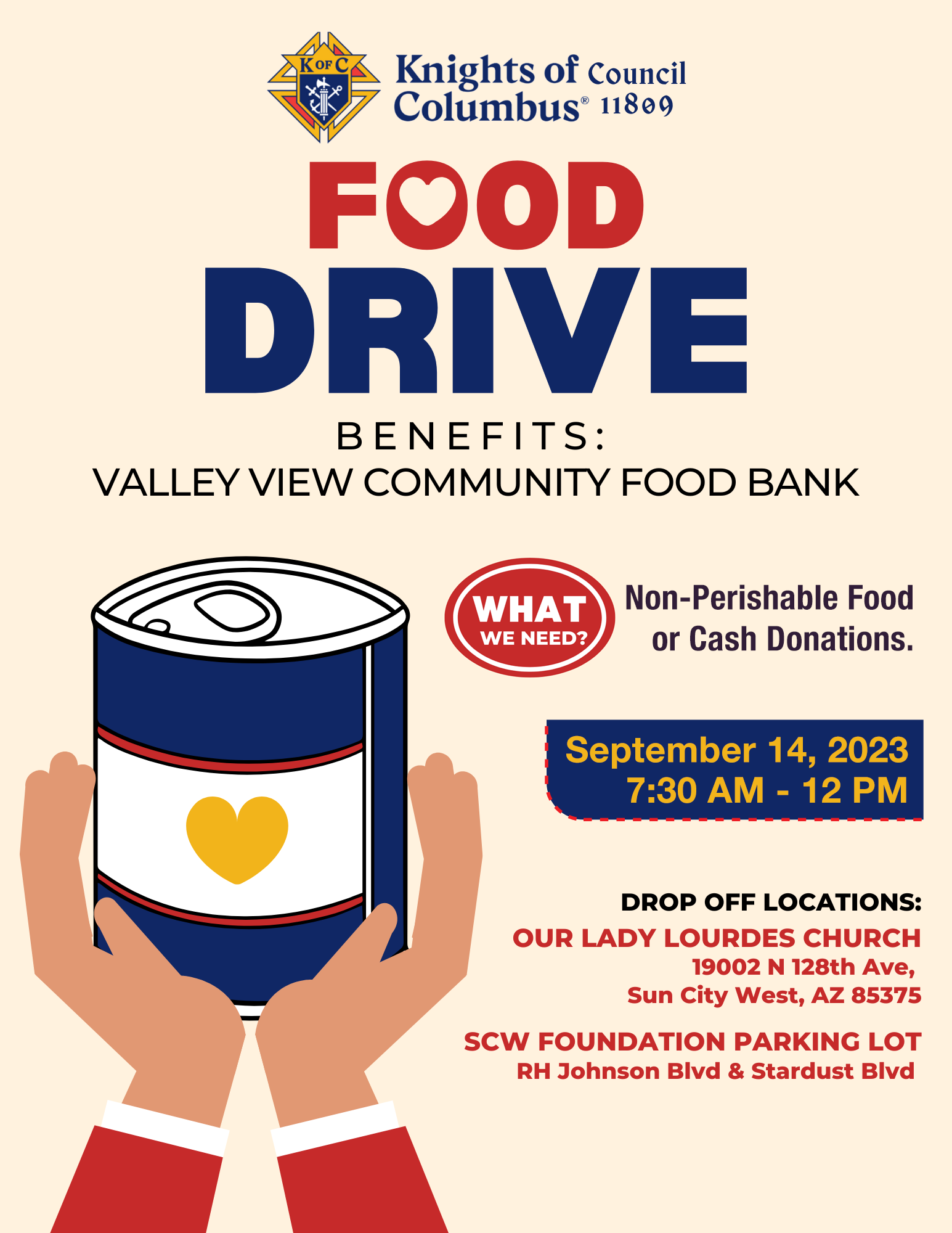 Knights of Columbus Council 11809 September 2023 Food Drive